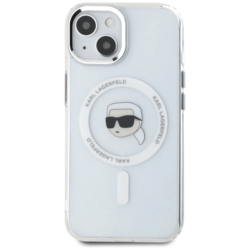 Karl Lagerfeld IML Metal Karl Head MagSafe Apple iPhone 15 white