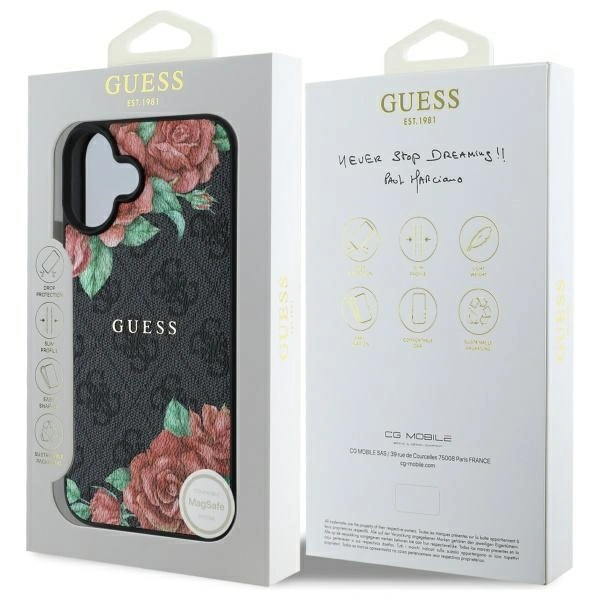 Guess GUHMP16SP4ROPEMCK Apple iPhone 16 hardcase 4G Flowers Print MagSafe black