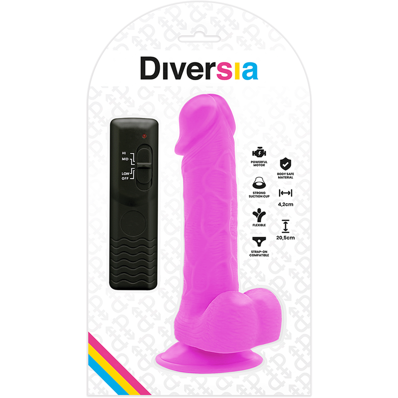 DIVERSIA - FLEXIBLE VIBRATING DILDO 20.5 CM - PURPLE