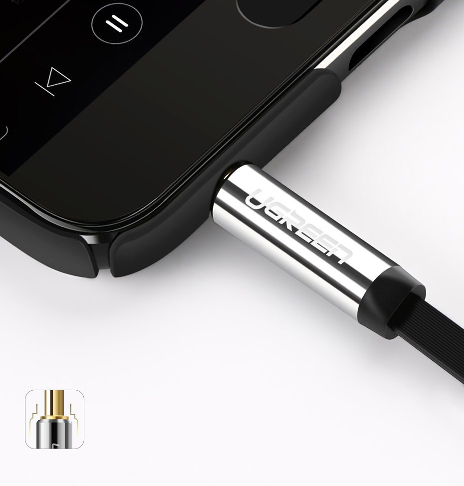 UGREEN AV119 flat angle audio cable AUX mini jack 3.5 mm 0.5 m black