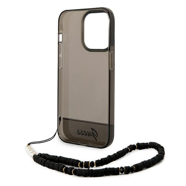 Guess GUHCP14XHGCOHK Apple iPhone 14 Pro Max black hardcase Translucent Pearl Strap