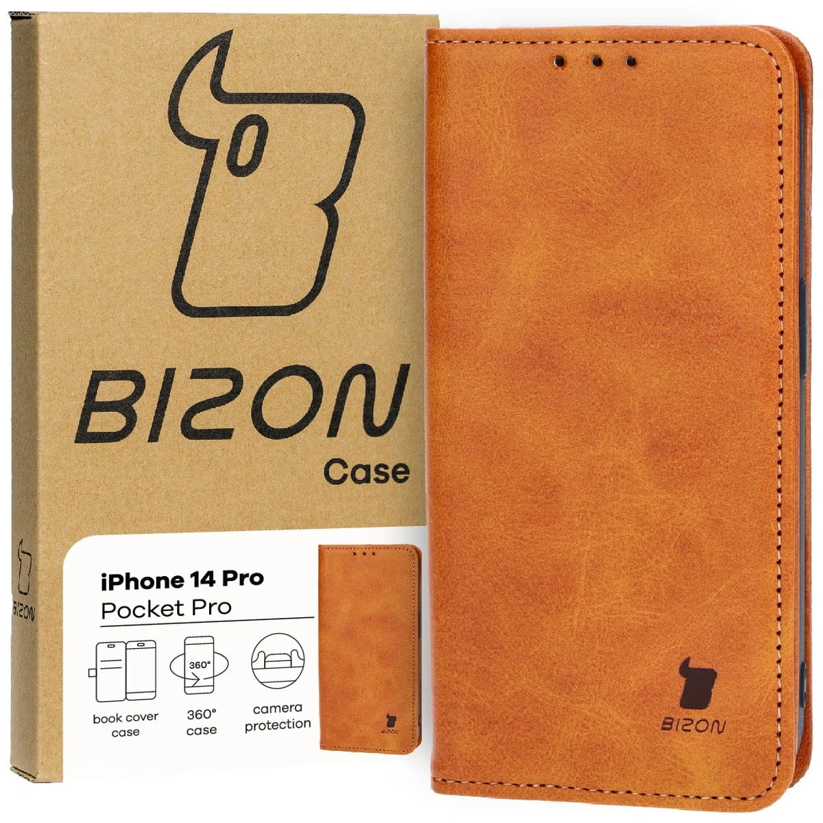 Bizon Case Pocket Pro Apple iPhone 14 Pro brown