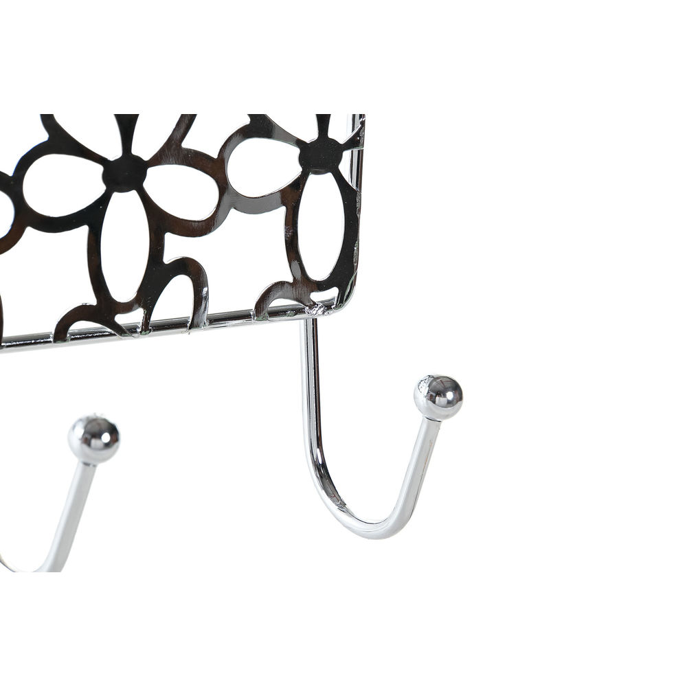 Door Coat Rack DKD Home Decor 32 x 10 x 19 cm Silver Metal Flowers
