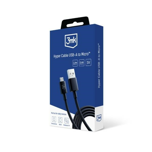 3MK cable Hyper USB-A / microUSB 1.2m 5V 2.4A black