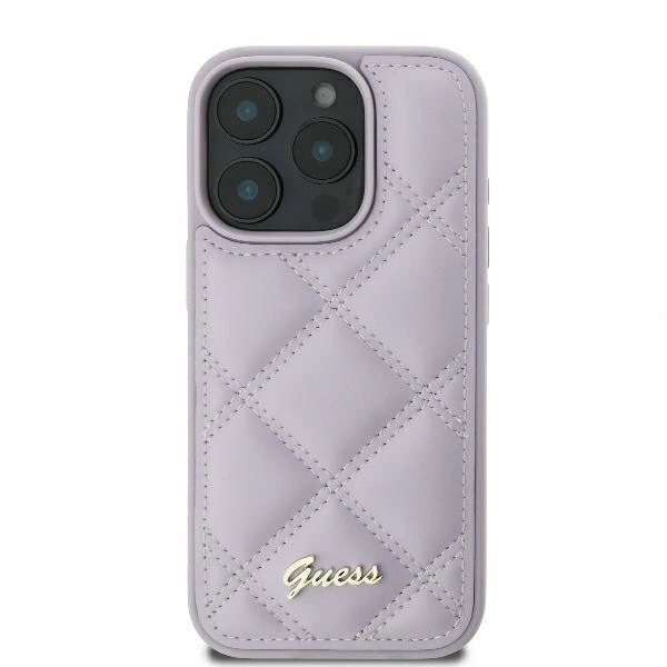 Guess GUHCP16SPSQSQSU Apple iPhone 16 hardcase Quiled Metal Logo light purple