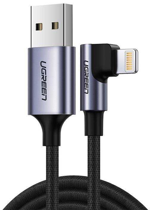 UGREEN US299 USB to Lightning angled cable, MFi, 1m (black)
