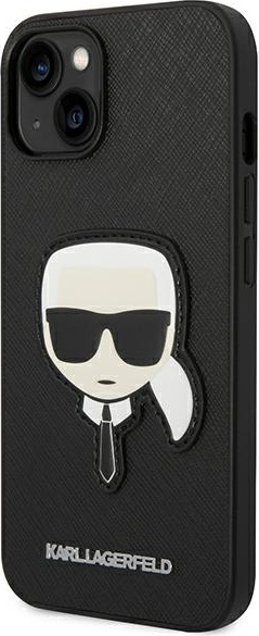 Karl Lagerfeld KLHCP14MSAPKHK Apple iPhone 14 Plus black hardcase Saffiano Karl`s Head Patch
