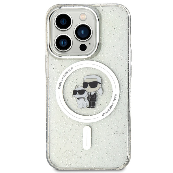 Karl Lagerfeld KLHMP15LHGKCNOT Apple iPhone 15 Pro hardcase Karl&Choupette Glitter MagSafe transparent