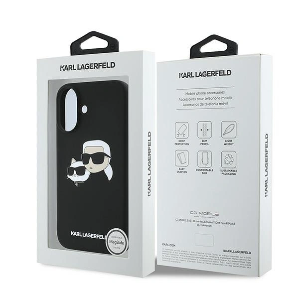 Etui Karl Lagerfeld KLHMP16MSKCHPPLK Apple iPhone 16 Plus hardcase Silicone Double Heads Print MagSafe czarny