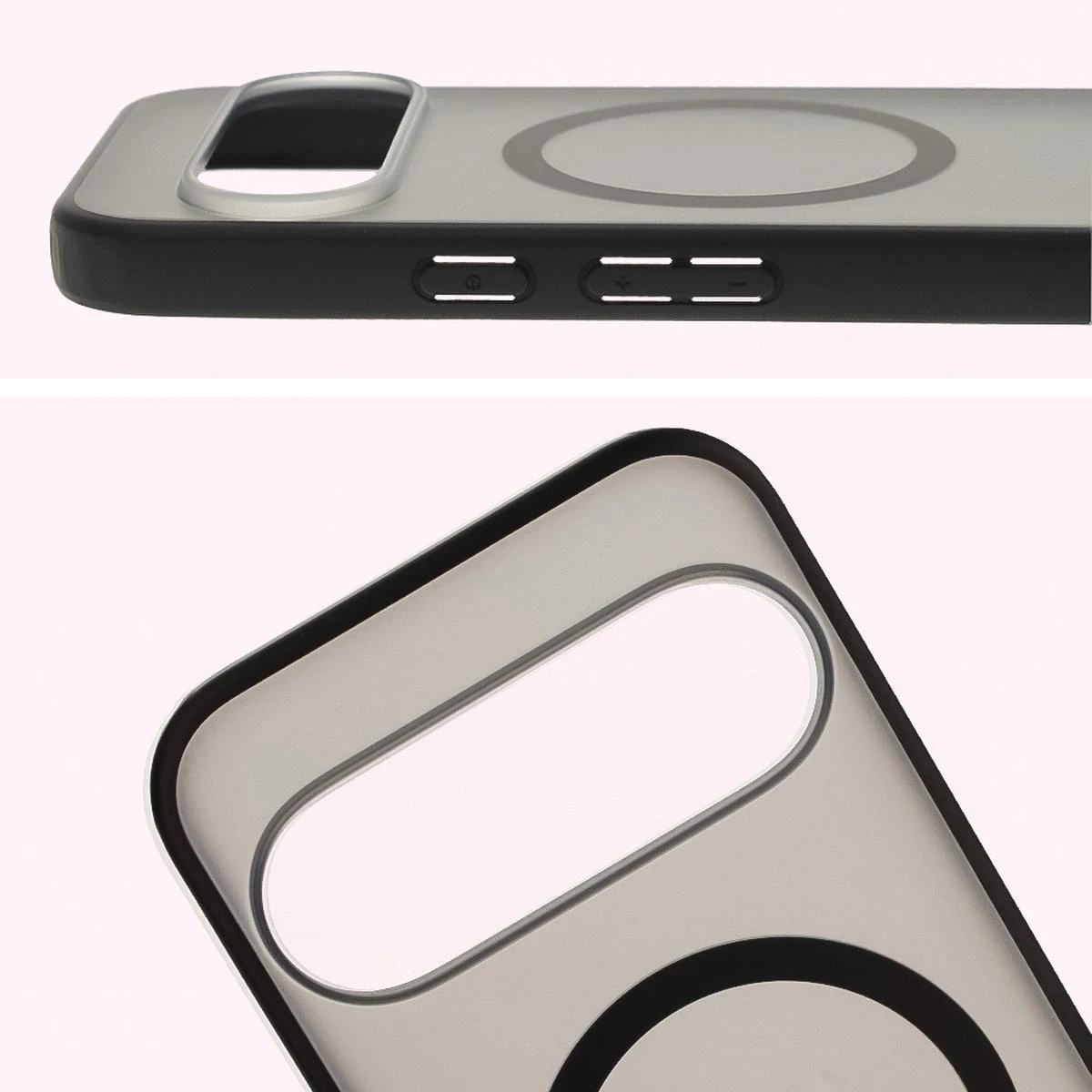 Etui z pierścieniem magnetycznym Bizon Case MatteO do Pixel 10 / 10 Pro przydymione-czarne