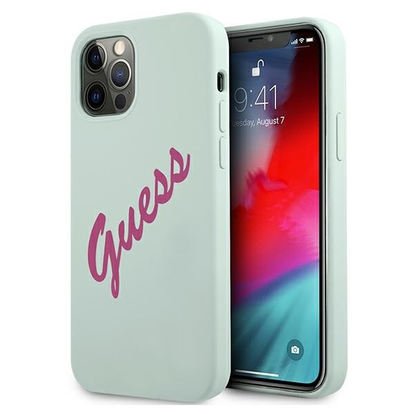 Guess GUHCP12MLSVSBF Apple iPhone 12/12 Pro blue fuschia hardcase Silicone Vintage