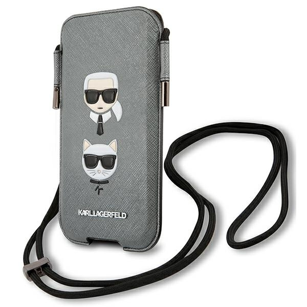 Karl Lagerfeld KLHCP12LOPHKCG 6.7 inch grey hardcase Saffiano Ikonik Karl&Choupette Head