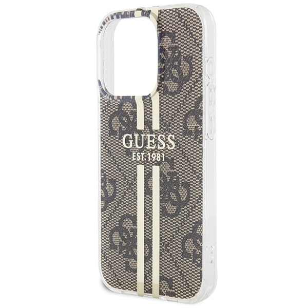 Guess GUHCP15XH4PSEGW Apple iPhone 15 Pro Max hardcase IML 4G Gold Stripe brown