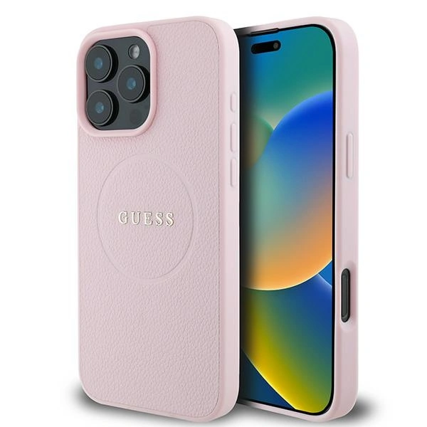 Case Guess GUHMP15XPGHSMMP Apple iPhone 15 Pro Max hardcase Grained Ring MagSafe pink
