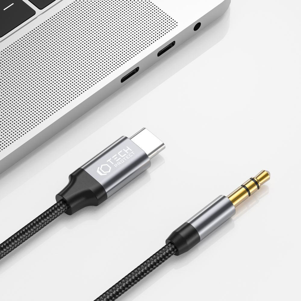 Tech-Protect Ultraboost USB-C/mini Jack 3.5mm Cable 100cm Black