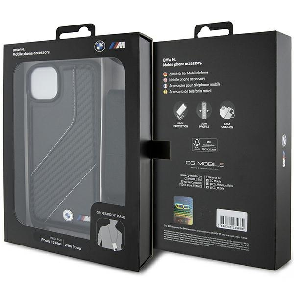 BMW BMHCP15M23PSCCK Apple iPhone 15 Plus / 14 Plus hardcase M Edition Carbon Stripe & Strap black