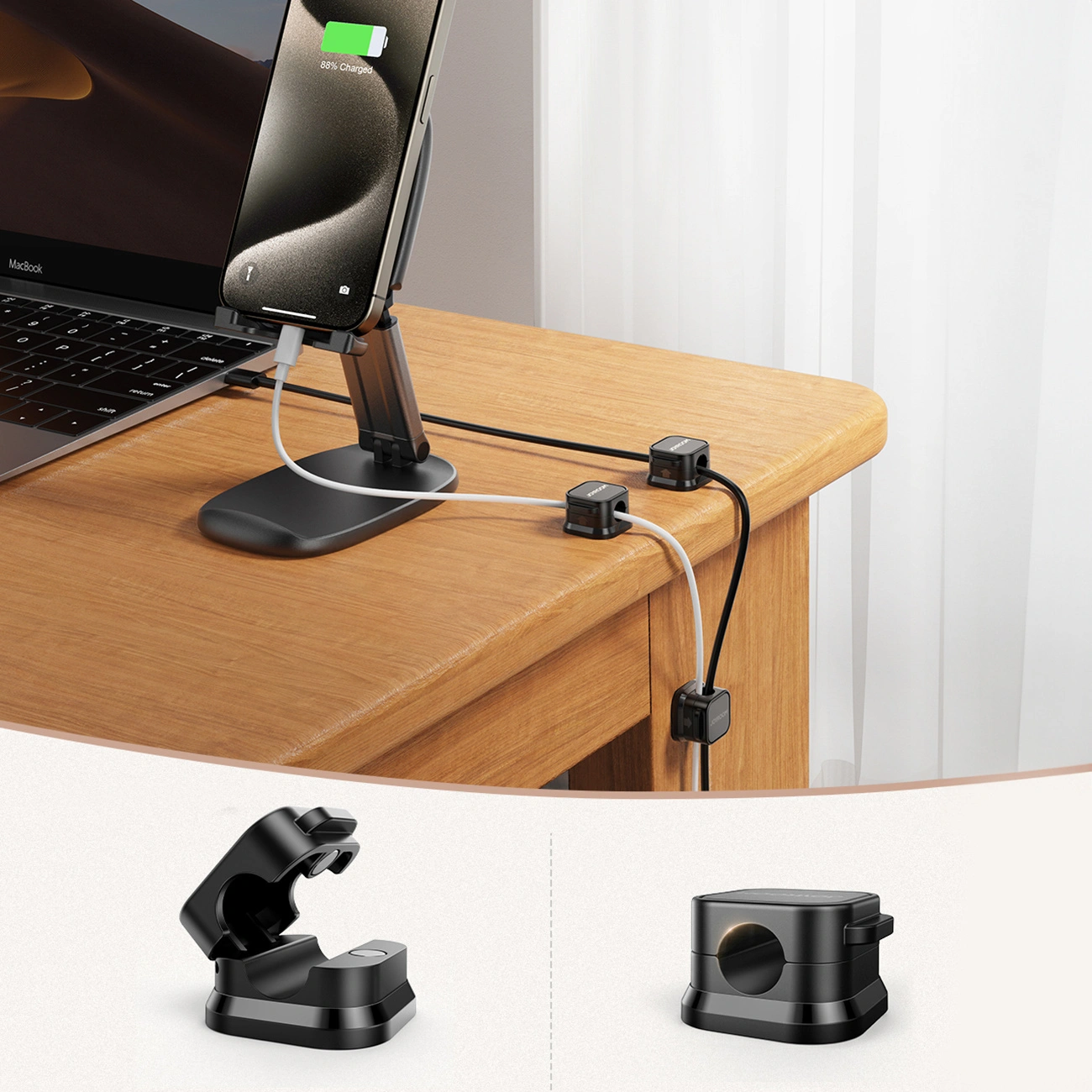 Joyroom cable organiser JR-ZS368 magnetic black (6 pcs.)