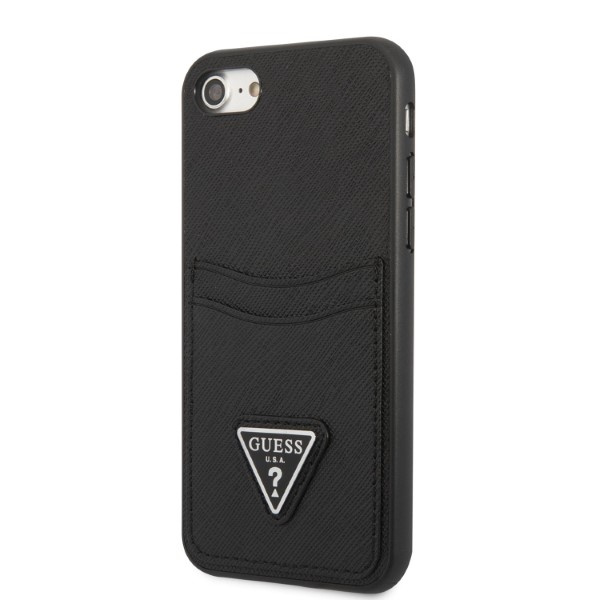 Guess GUHCI8PSATPK Apple iPhone SE 2022/SE 2020/8/7 hardcase black hardcase Saffiano Triangle Logo Cardslot