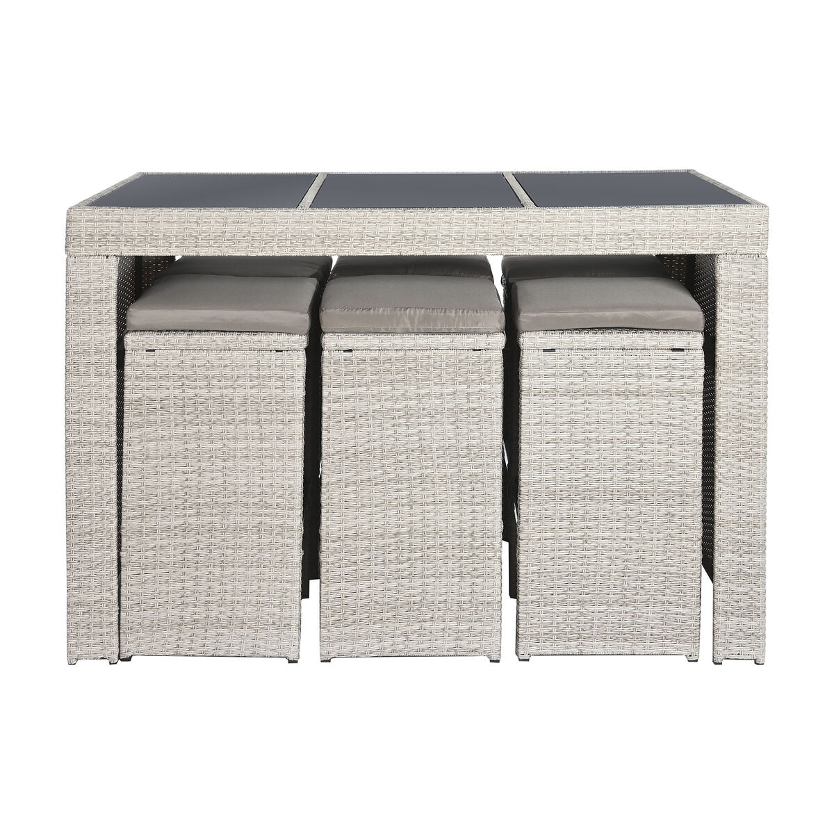 Table set with 6 chairs DKD Home Decor Steel synthetic rattan 143 x 80 x 100 cm