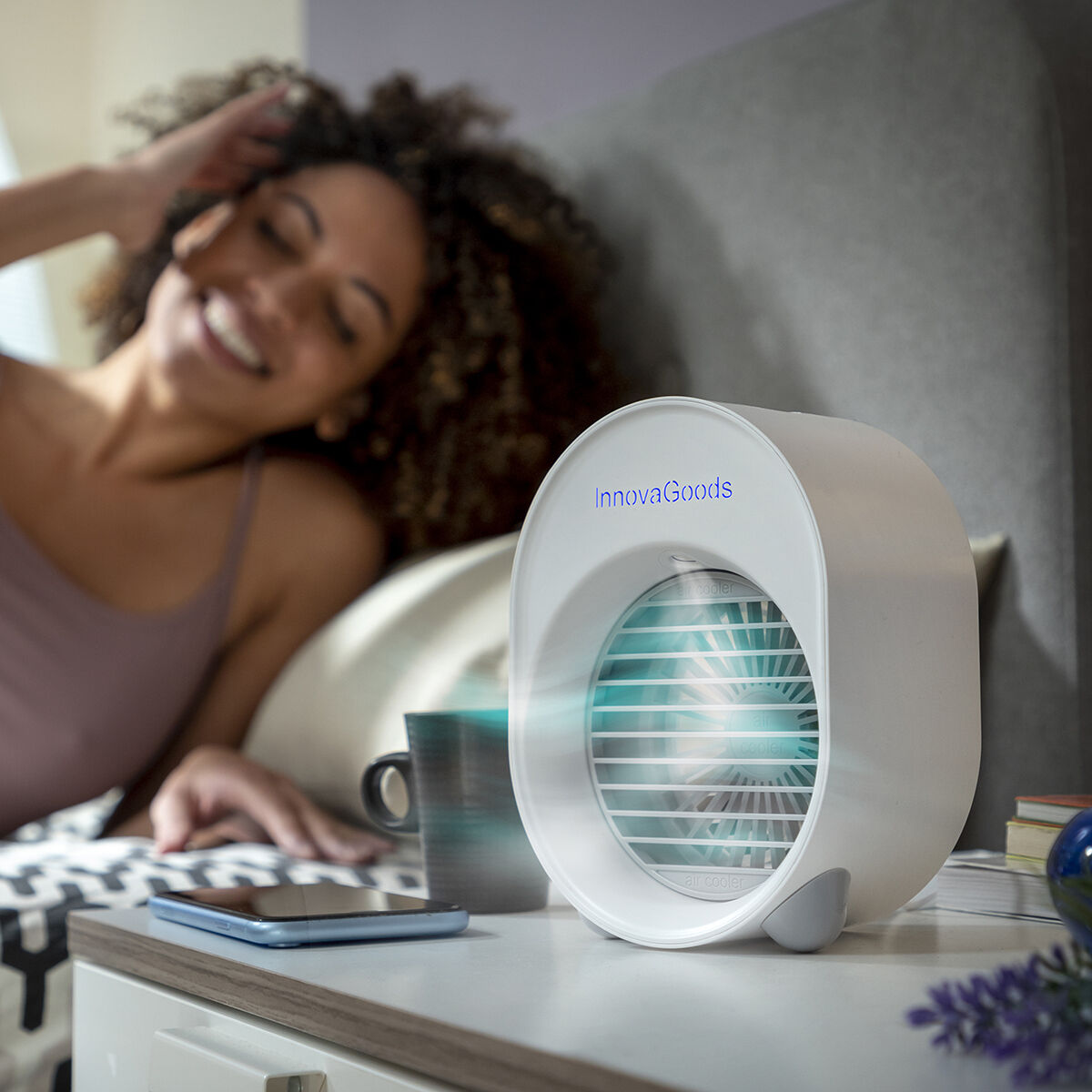 Mini Ultrasound Air Cooler-Humidifier with LED Koolizer InnovaGoods Mini Ultrasound Air Cooler-Humidifier with LED Koolizer InnovaGoods