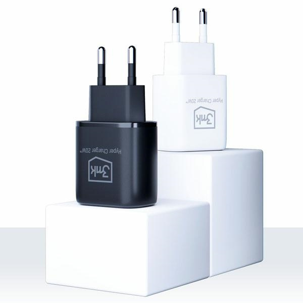 3MK wall charger Hyper Charger USB-A, USB-C 20W PD QC black