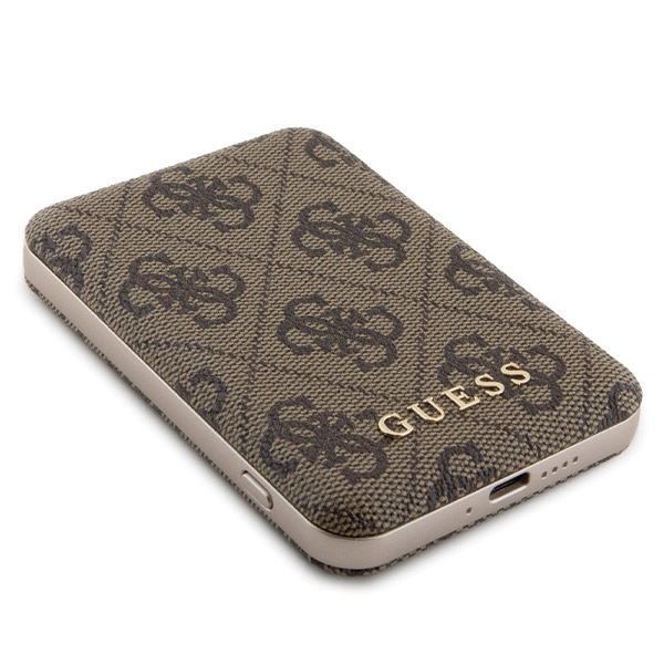 Guess GUBPM5P15S4GEMGW Apple iPhone 15 hardcase + Powerbank 5000mAh MagSafe 4G Metal Logo brown