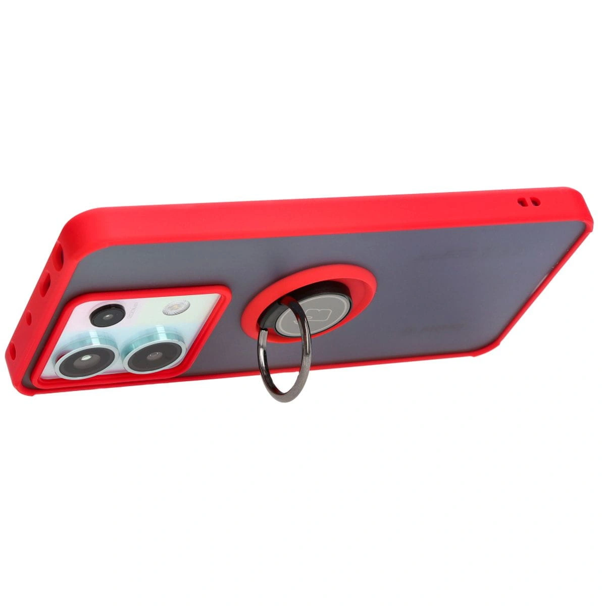 Bizon Case Hybrid Ring Xiaomi Poco X6 / Xiaomi Redmi Note 13 Pro 5G smoky with a red frame