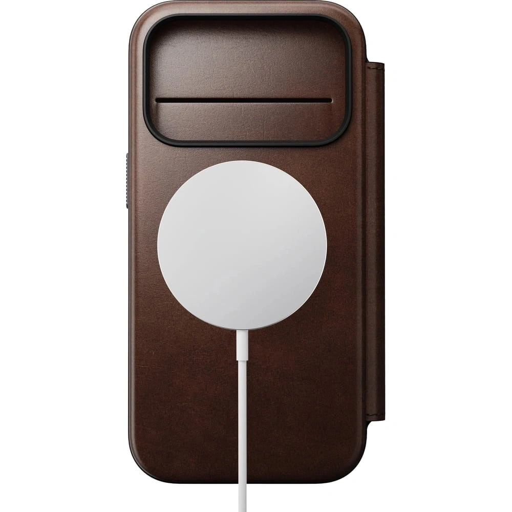 Skórzane etui NOMAD Modern Leather Folio do Apple iPhone 17 Pro Max kompatybilne z MagSafe, skóra Horween (rustic brown)