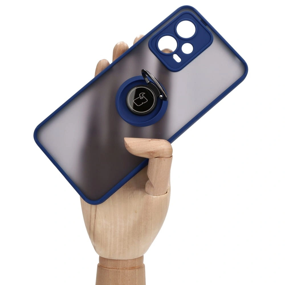 Bizon Case Hybrid Ring Xiaomi Poco X5 / Redmi Note 12 5G smoky with a navy blue frame