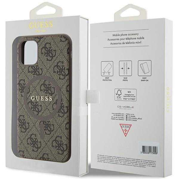 Guess GUHMN61G4GFRW Apple iPhone 11 / XR hardcase 4G Collection Leather Metal Logo MagSafe brown