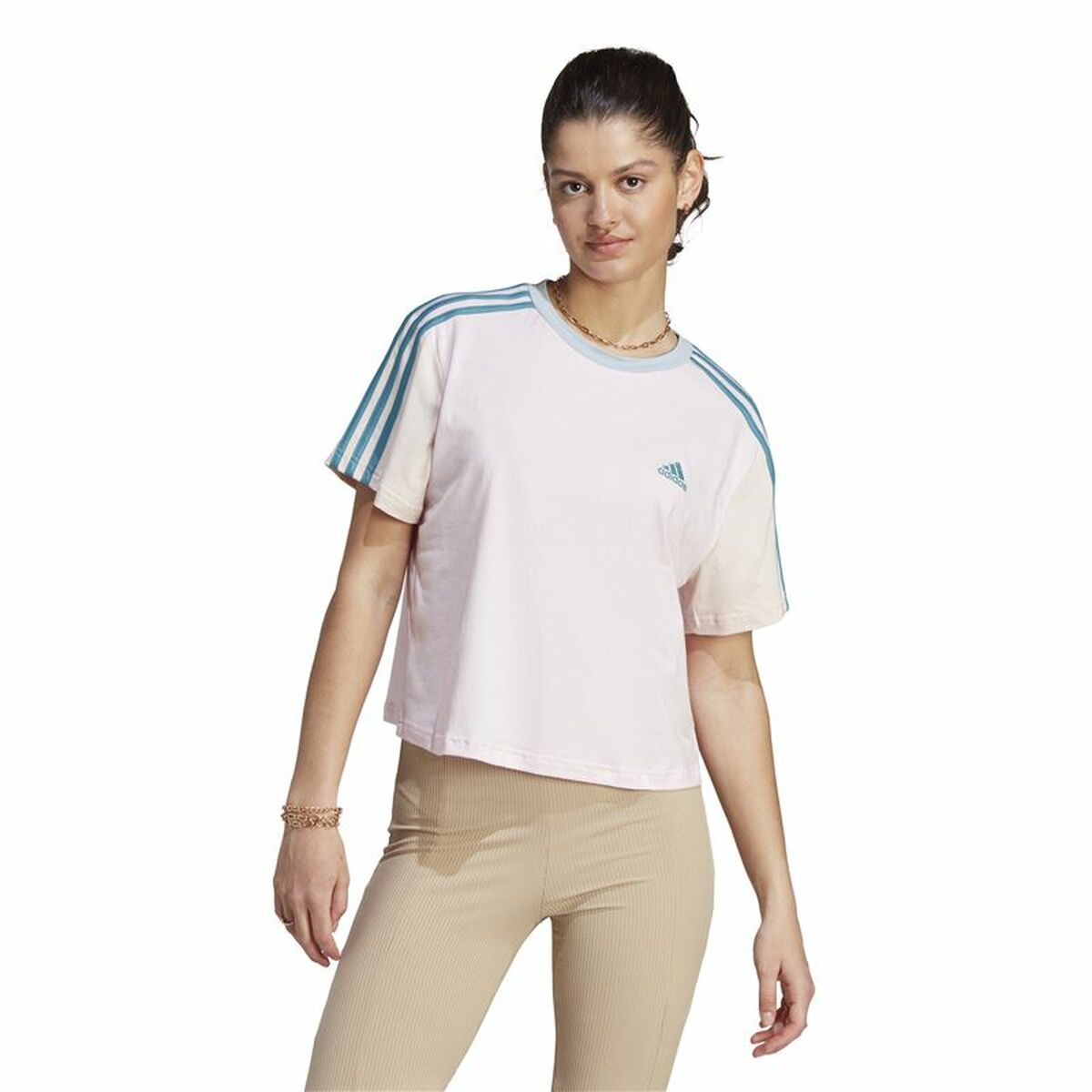 Women’s Short Sleeve T-Shirt Adidas 3S Cr White