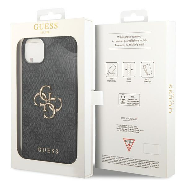 Guess GUHCP15S4GMGGR Apple iPhone 15 hardcase 4G Big Metal Logo grey
