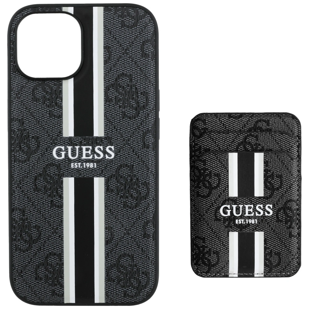 Guess 4G Stripes MagSafe Wallet Apple iPhone 15 black