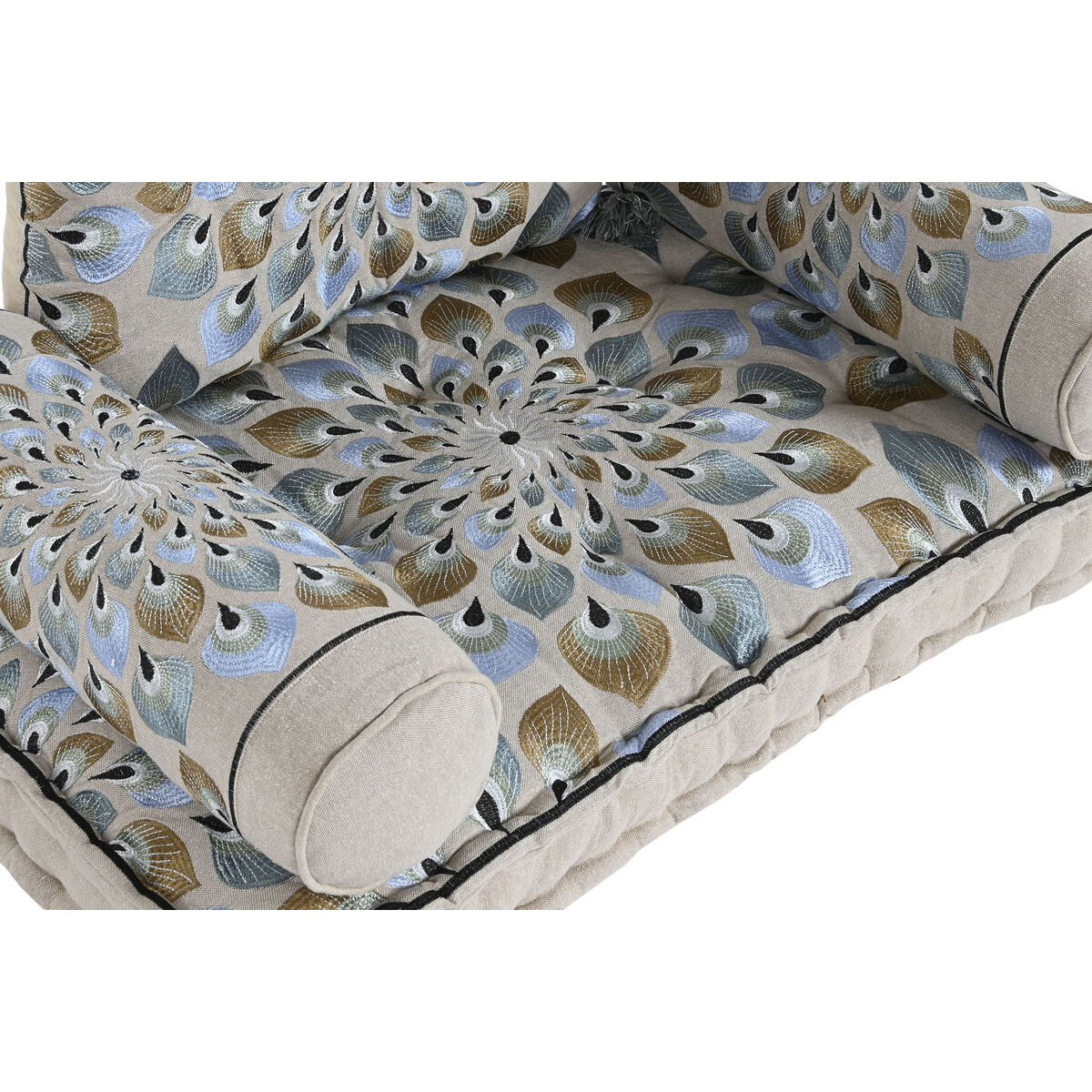 Armchair DKD Home Decor Blue Beige 90 x 55 x 18 cm