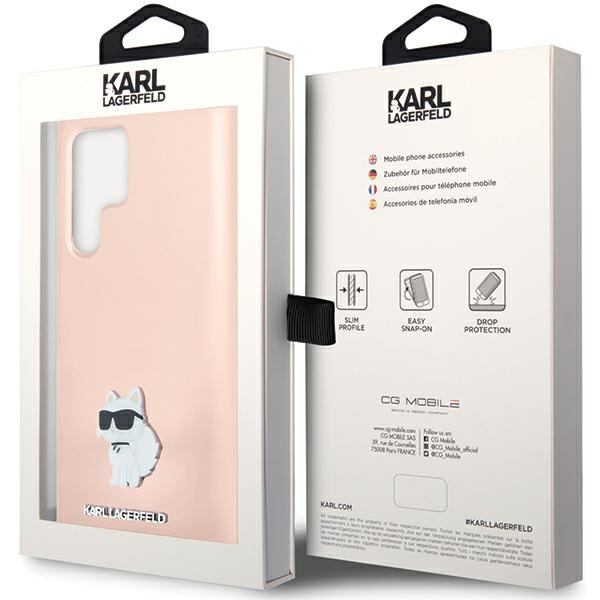 Karl Lagerfeld KLHCS23LSMHCNPP Samsung Galaxy S23 Ultra Silicone Choupette Metal Pin pink