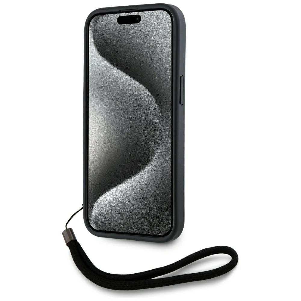Etui Karl Lagerfeld Saffiano Athleisure Stripes Cord do Apple iPhone 15 Pro Max czarno-różowy