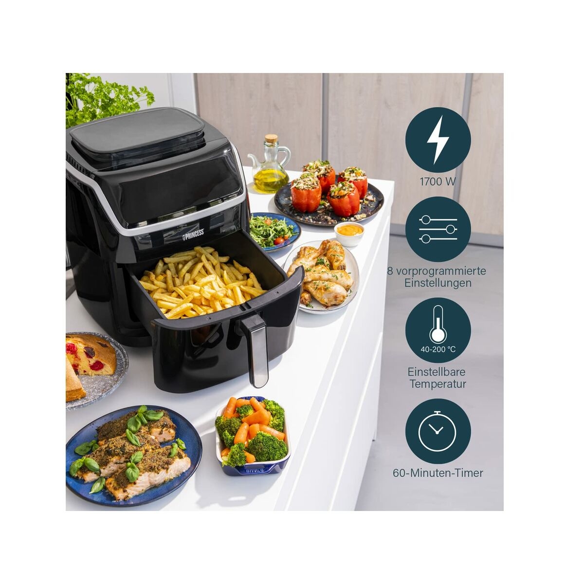 Air Fryer Princess 871301609842901.182080.01.001 1700 W Black Air Fryer Princess 871301609842901.182080.01.001 1700 W Black