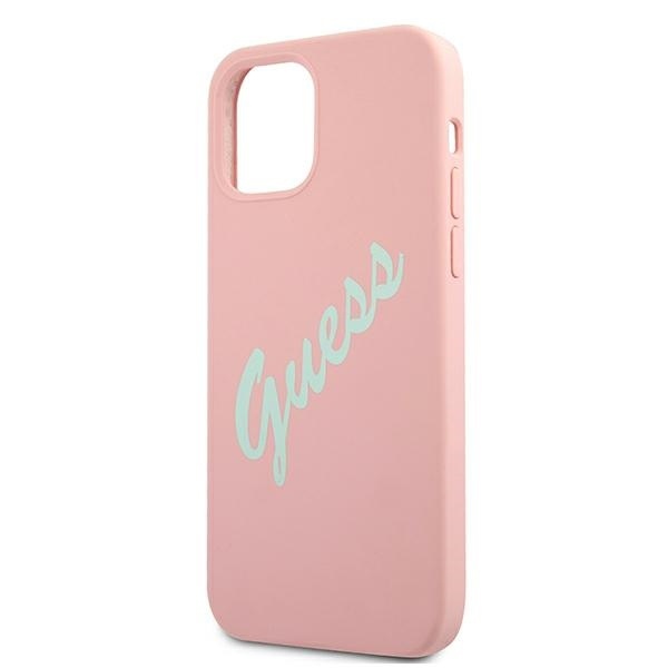 Guess GUHCP12SLSVSPG Apple iPhone 12 mini green pink hardcase Silicone Vintage