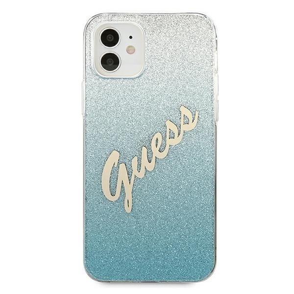 Guess GUHCP12SPCUGLSBL Apple iPhone 12 mini blue hardcase Glitter Gradient Script