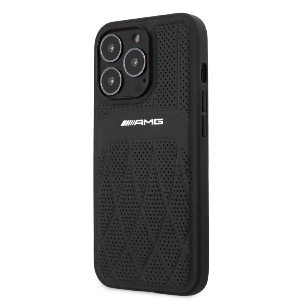 Mercedes AMG AMHCP13XOSDBK Apple iPhone 13 Pro Max black hardcase Leather Curved Lines