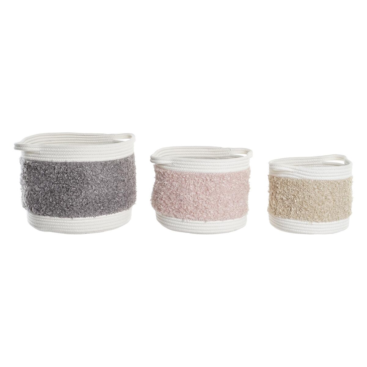 Basket set DKD Home Decor Cotton Children's (34 x 34 x 27 cm) (3 Pieces)