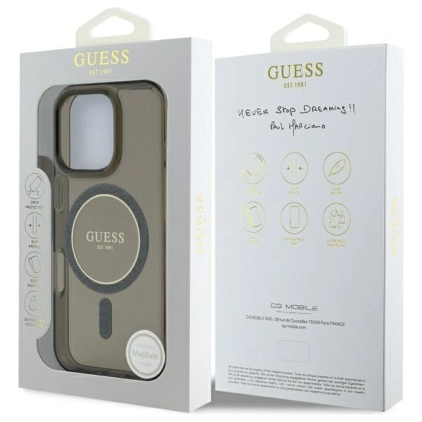 Guess GUHMP16XHFGEREK Apple iPhone 16 Pro Max hardcase IML Glitter Circle MagSafe black