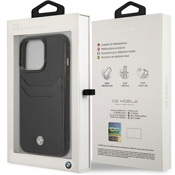 BMW BMHCP14L22RSEPK Apple iPhone 14 Pro black Leather Card Slot