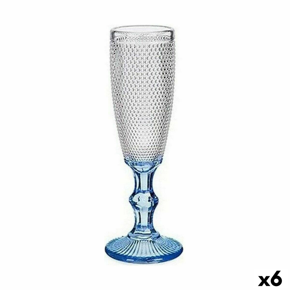 Champagne glass Points Blue Transparent Glass 6 Units (180 ml)