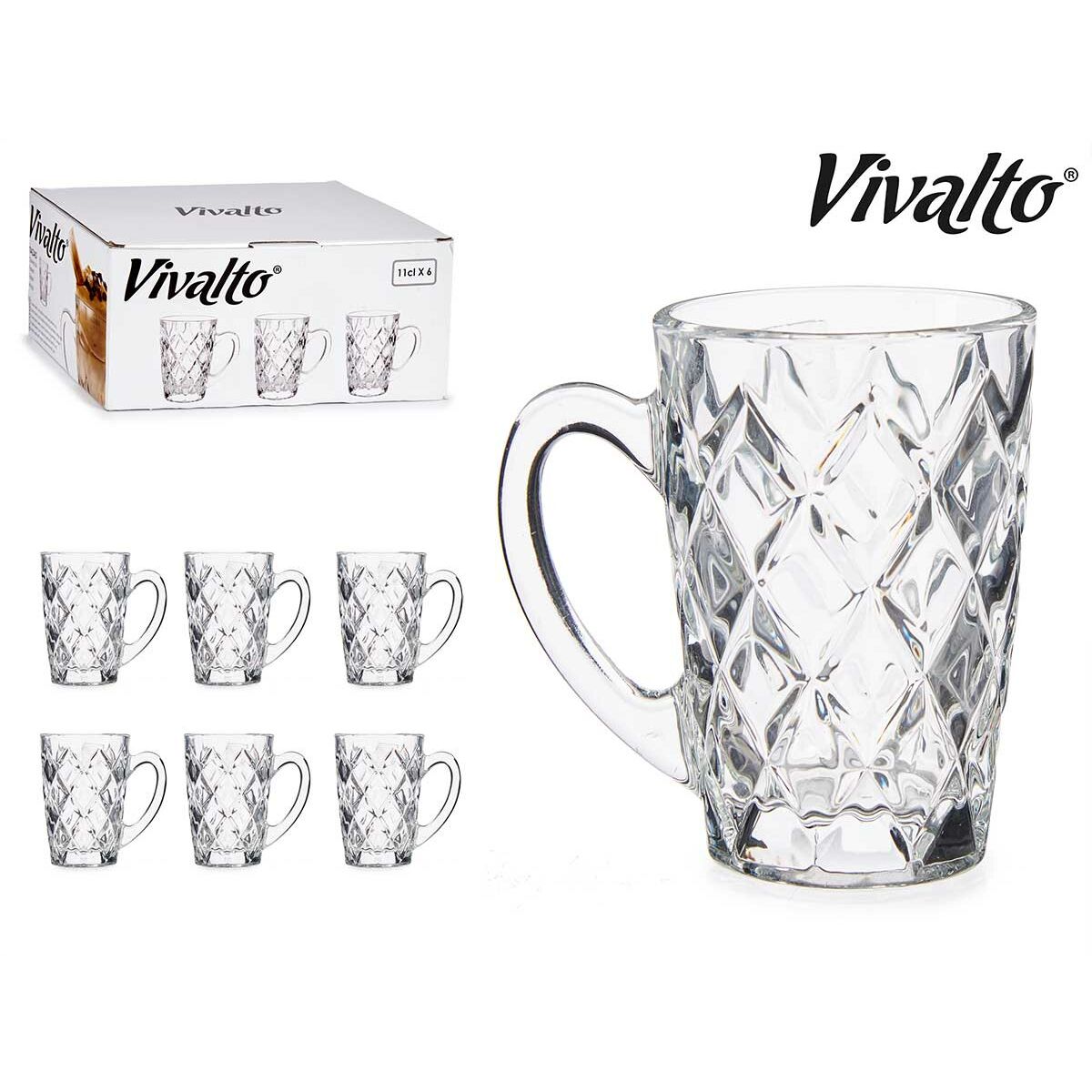 Cup Diamond Transparent Glass (110 ml) (6 Units)