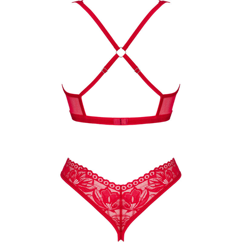 OBSESSIVE - LACELOVE CUPLESS TWO PIECES SET RED M/L