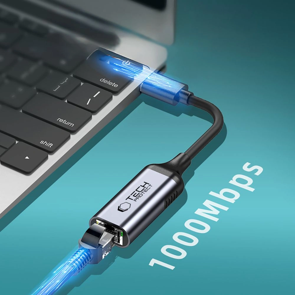 Tech-Protect Ultraboost Adapter USB-C / Ethernet RJ45 1000Mbps Black