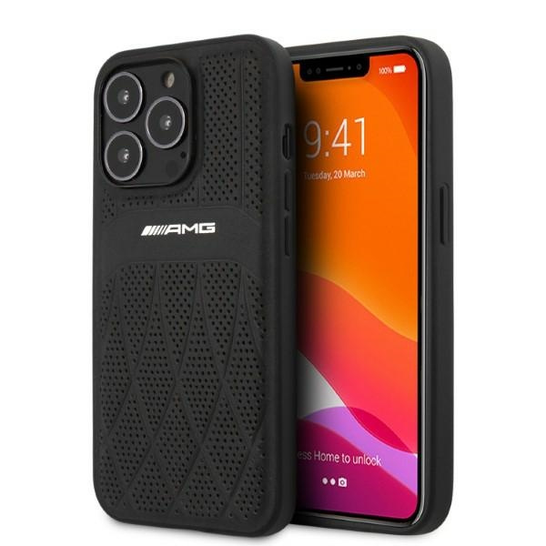 Mercedes AMG AMHCP13XOSDBK Apple iPhone 13 Pro Max black hardcase Leather Curved Lines