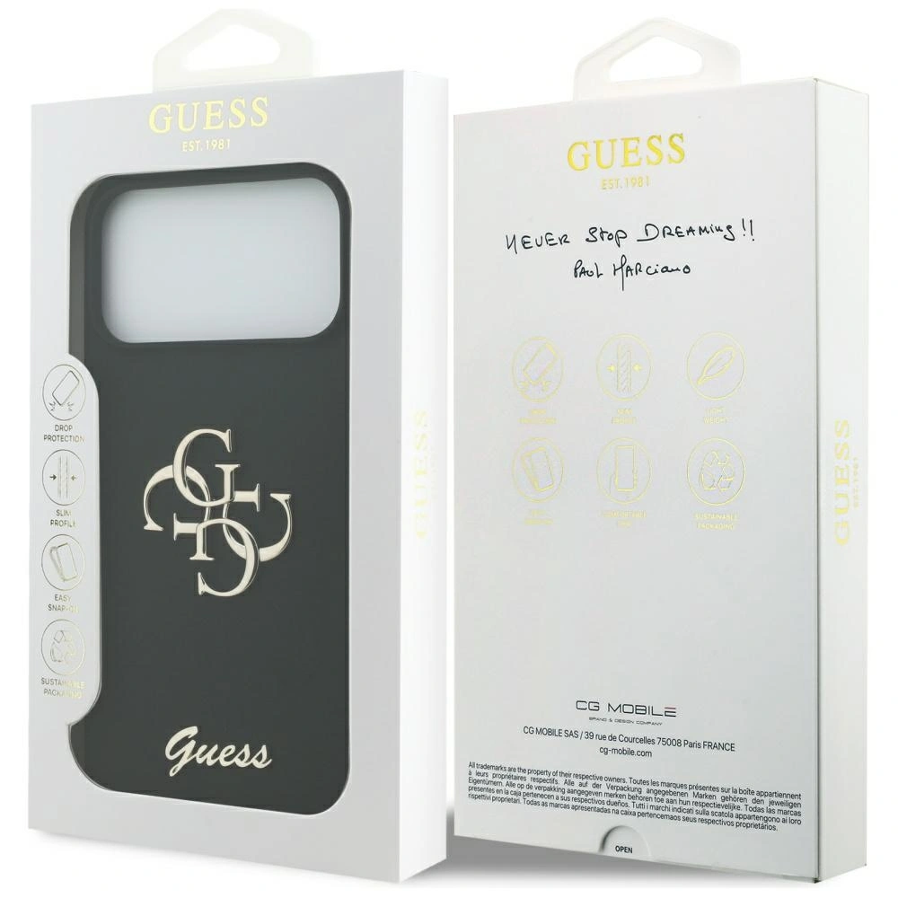 Etui Guess Silicone Big 4G Script do Apple iPhone 17 Pro Max czarny
