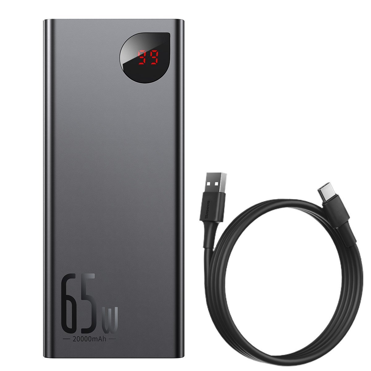 PowerBank Baseus Adaman Metal 20000mAh, PD, QC 3.0, 65W, 2xUSB + USB-C + micro USB, (black)